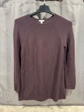 J. Jill Merino Wool Crewneck Sweater in Plum